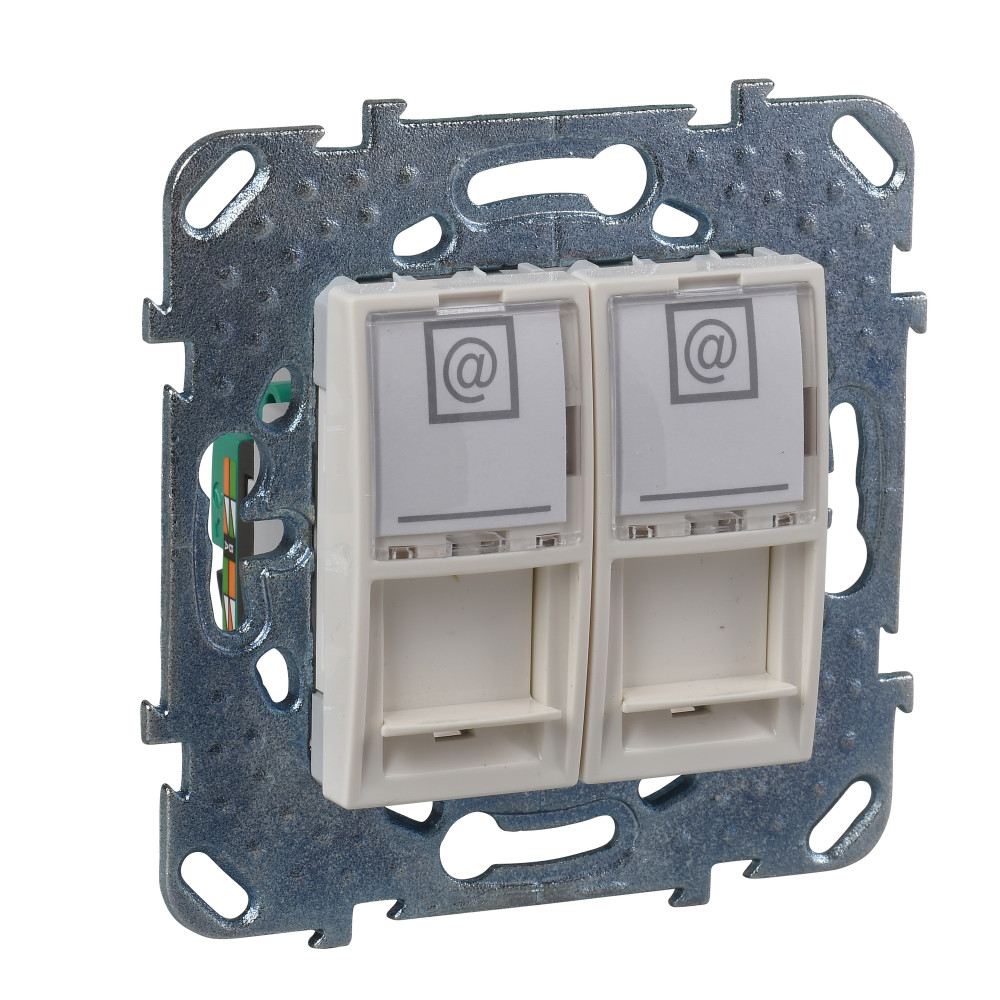 UNICA РОЗЕТКА компьютерная, RJ45, двойная, с полем для надписи, кат. 5е, БЕЖЕВЫЙ