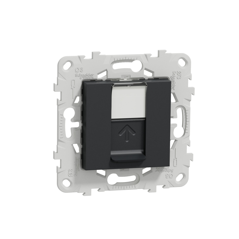 UNICA NEW розетка компьютерная, RJ45, одиночная, кат. 6 UTP, антрацит