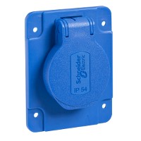 РОЗЕТКА СИНЯЯ 10/16A 65Х85ММ IP54 ВИНТЫ СБОКУ
