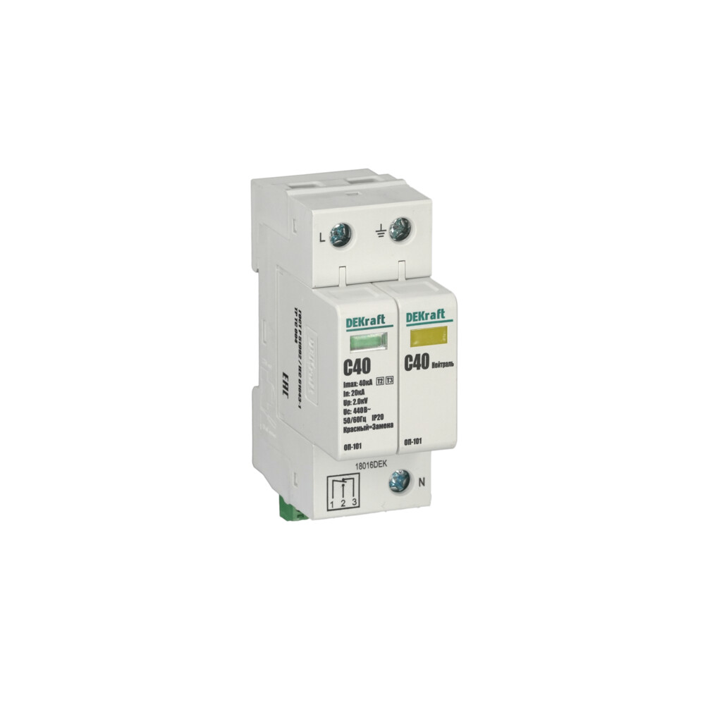 Ограничитель перенапряжений 1P+N 40кА класс C 440В