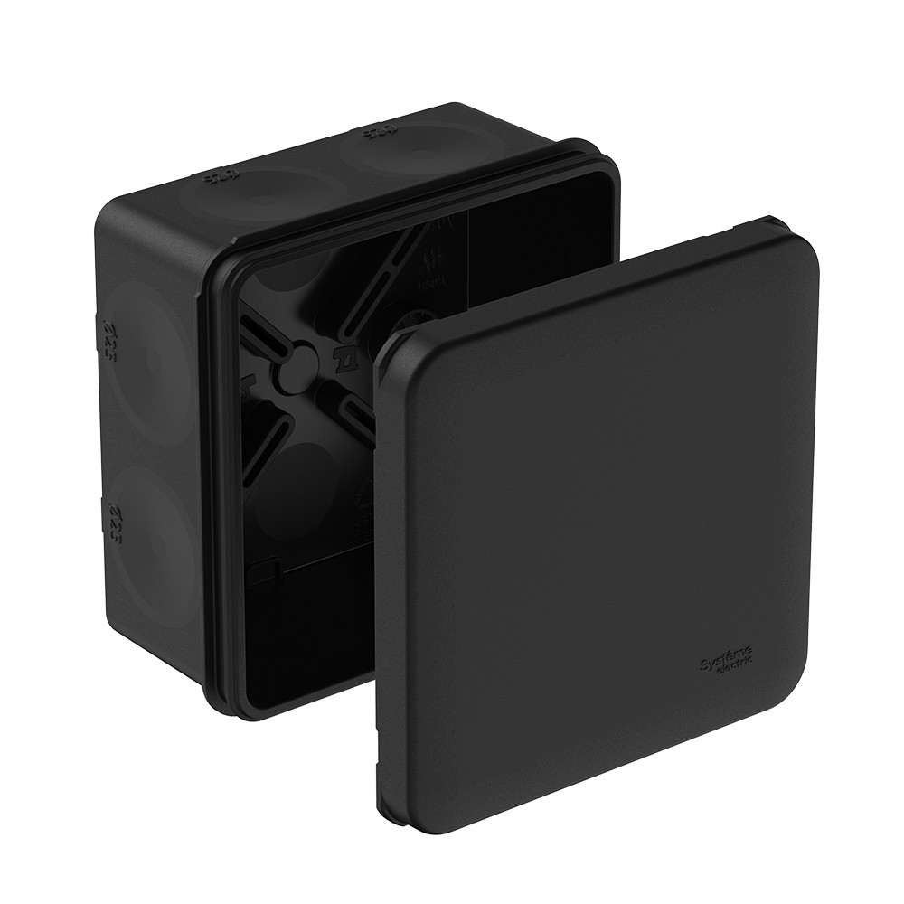 MULTIBOX Коробка распред. 85х85х42 IP66 с 8 мембр. вводами D25, под пистолет ЧЁРНАЯ (со стикером)