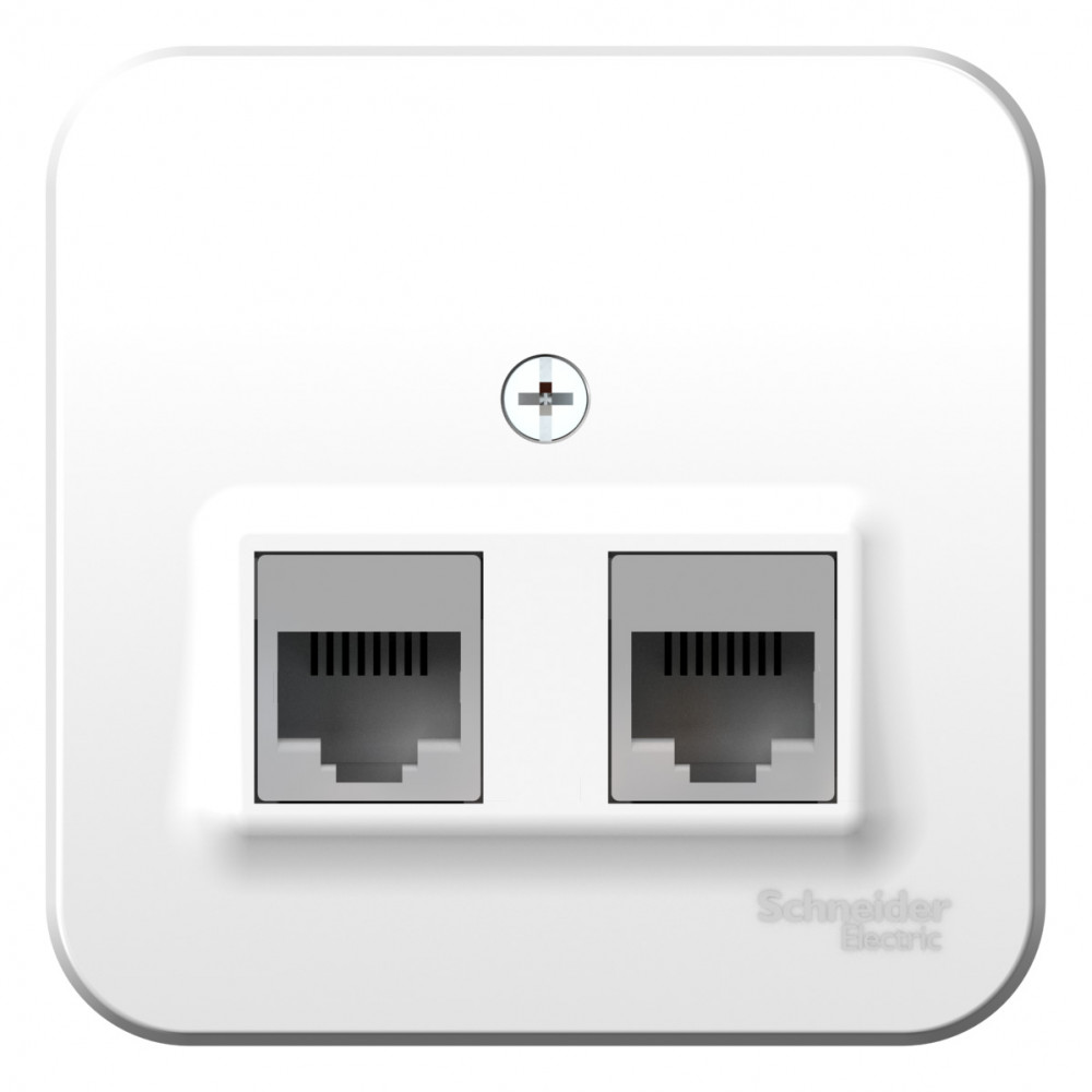 BLANCA О/У РОЗЕТКА двойная компьютерная RJ45, кат.5E, ИЗОЛ.ПЛ., БЕЛЫЙ