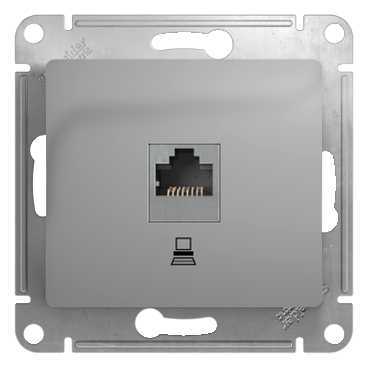 GLOSSA РОЗЕТКА компьютерная RJ45 кат. 5e, механизм, АЛЮМИНИЙ