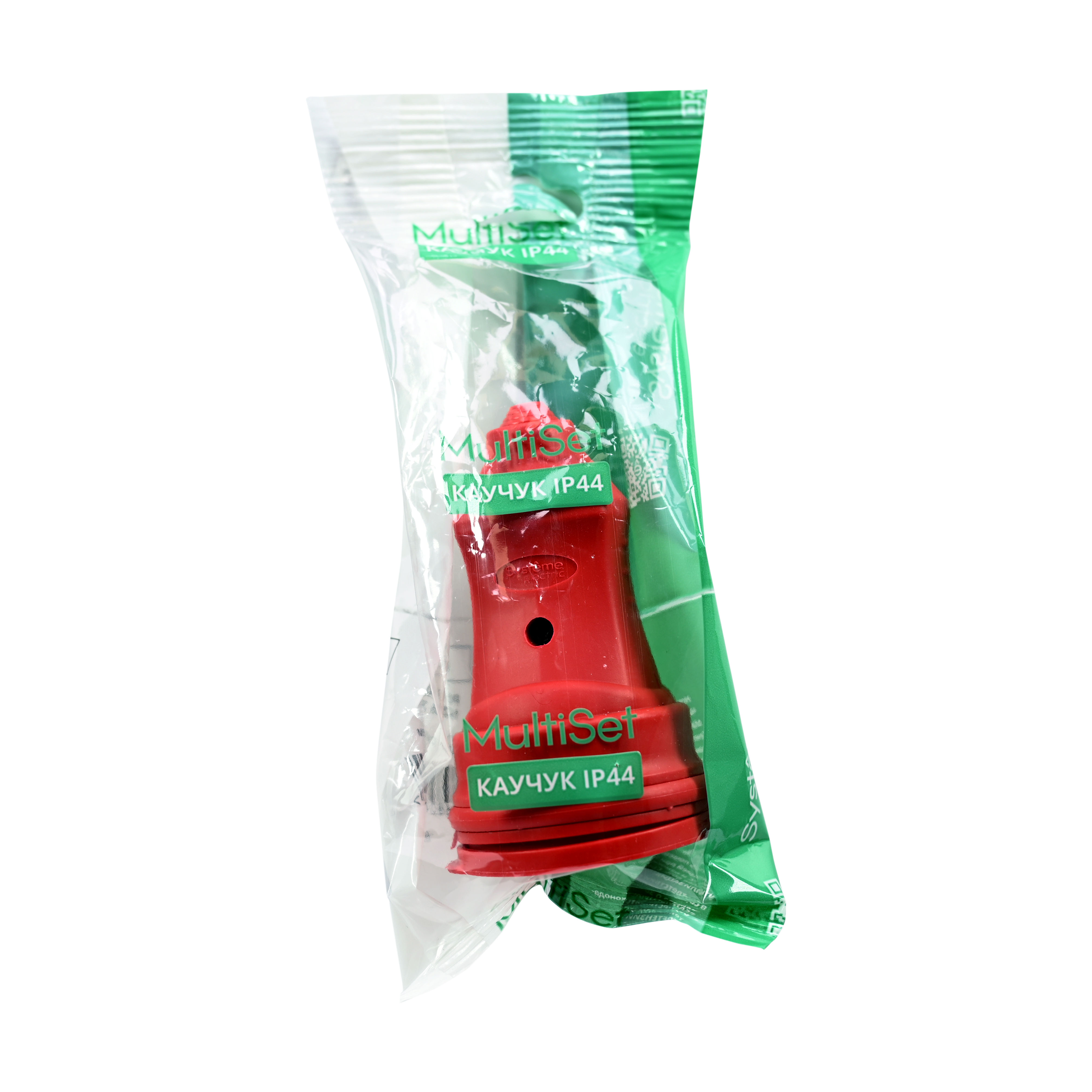 MULTISET Розетка 2К+З кабельная каучуковая 16 А/250 В IP44 КРАСНАЯ