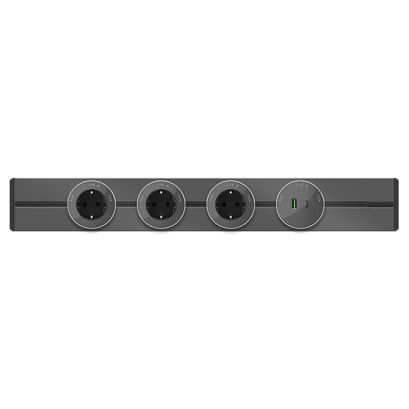 MULTITRACK Розетка 2К+З круглая 16 А/250 В ГРАФИТ