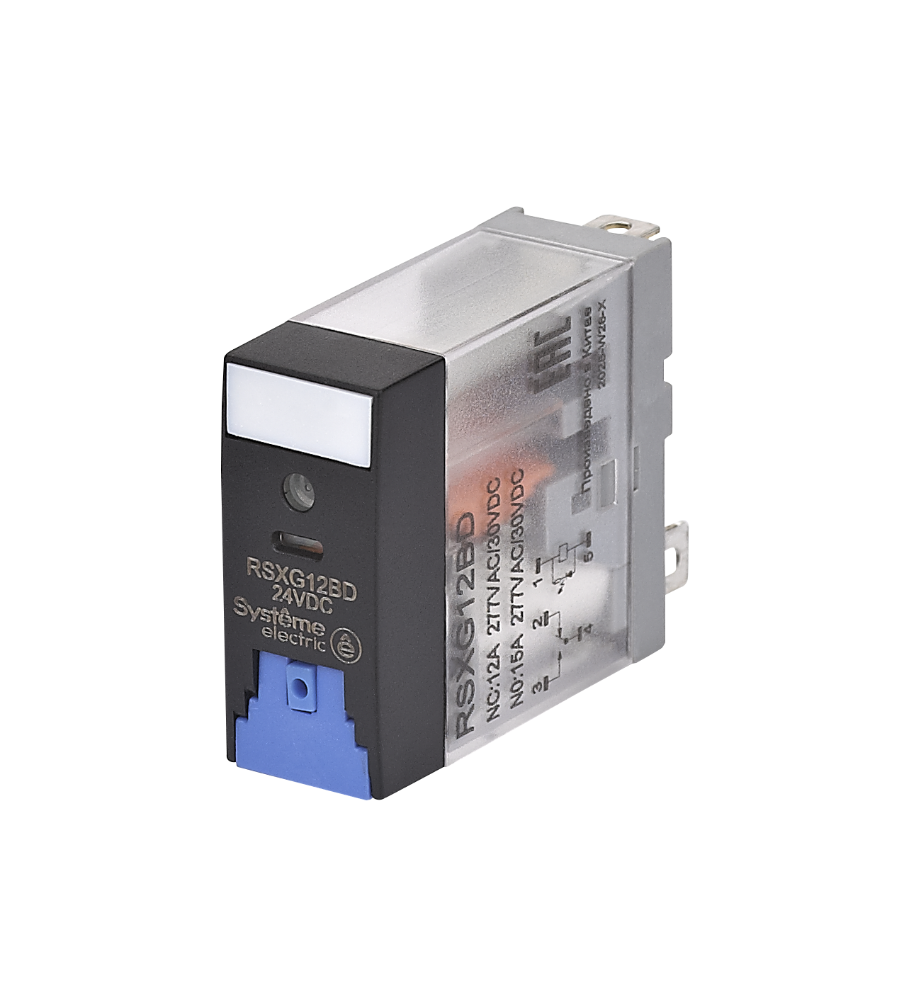 Реле 12A 1CO 24VDC тест кнопка LED