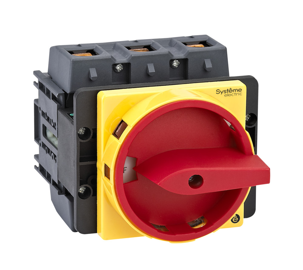 ВЫКЛЮЧАТЕЛЬ-РАЗЪЕДИНИТЕЛЬ 3P 125A IP40 С КРАСНОЙ РУКОЯТКОЙ НА ДВЕРЦУ 4 ВИНТАМИ С ЗАМКОМ