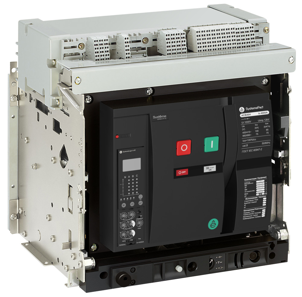 ВОЗДУШНЫЙ АВТ.ВЫКЛ.SYSTEMEPACT ACB40H 4000A 4P 6.0H ВЫК,ГП MCH+MX+XF AC230V+TT SGR