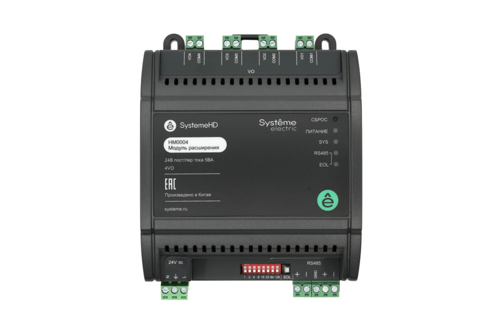 Модуль расширения SystemeHD, 4VO, RS485 Modbus RTU BACnet MS/TP ~24В/=24В