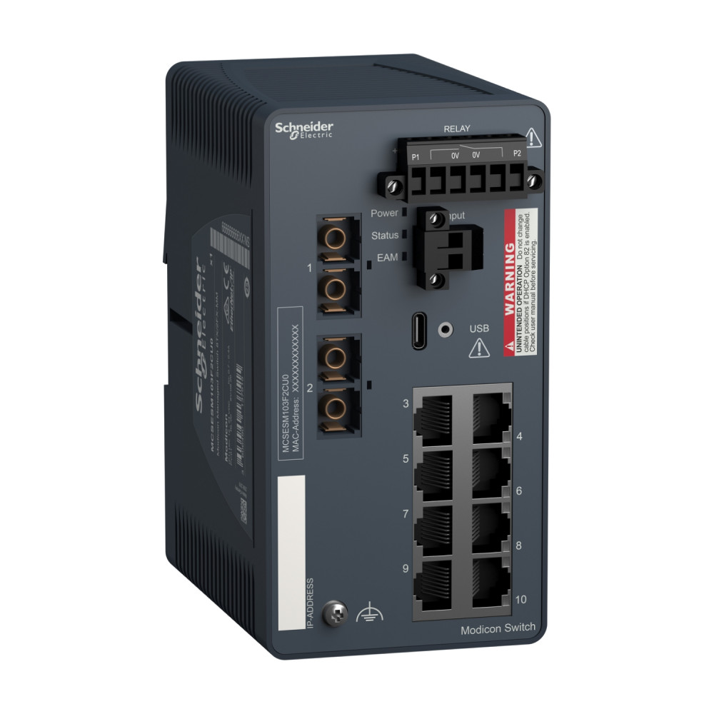 Коммутатор управляемый Modicon, 8TX/2FX-MM