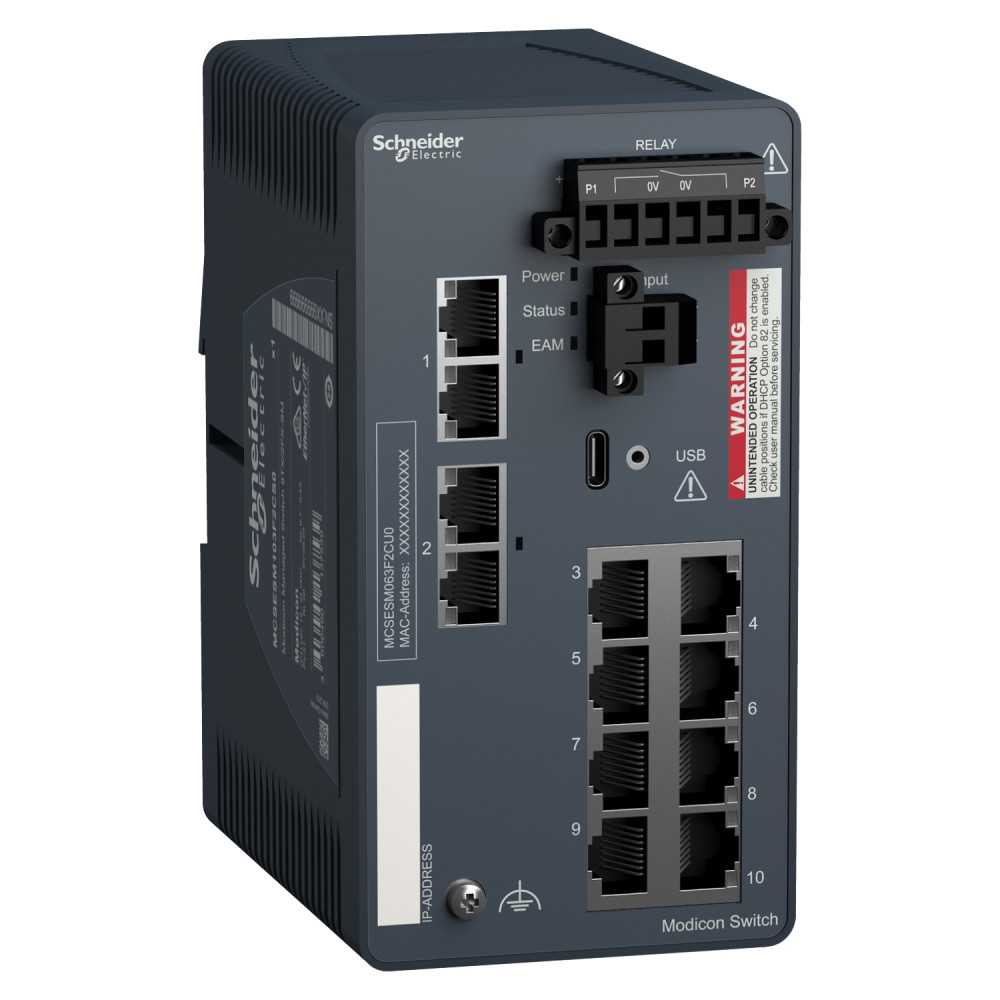 Коммутатор управляемый Modicon, 8TX/2FX-SM