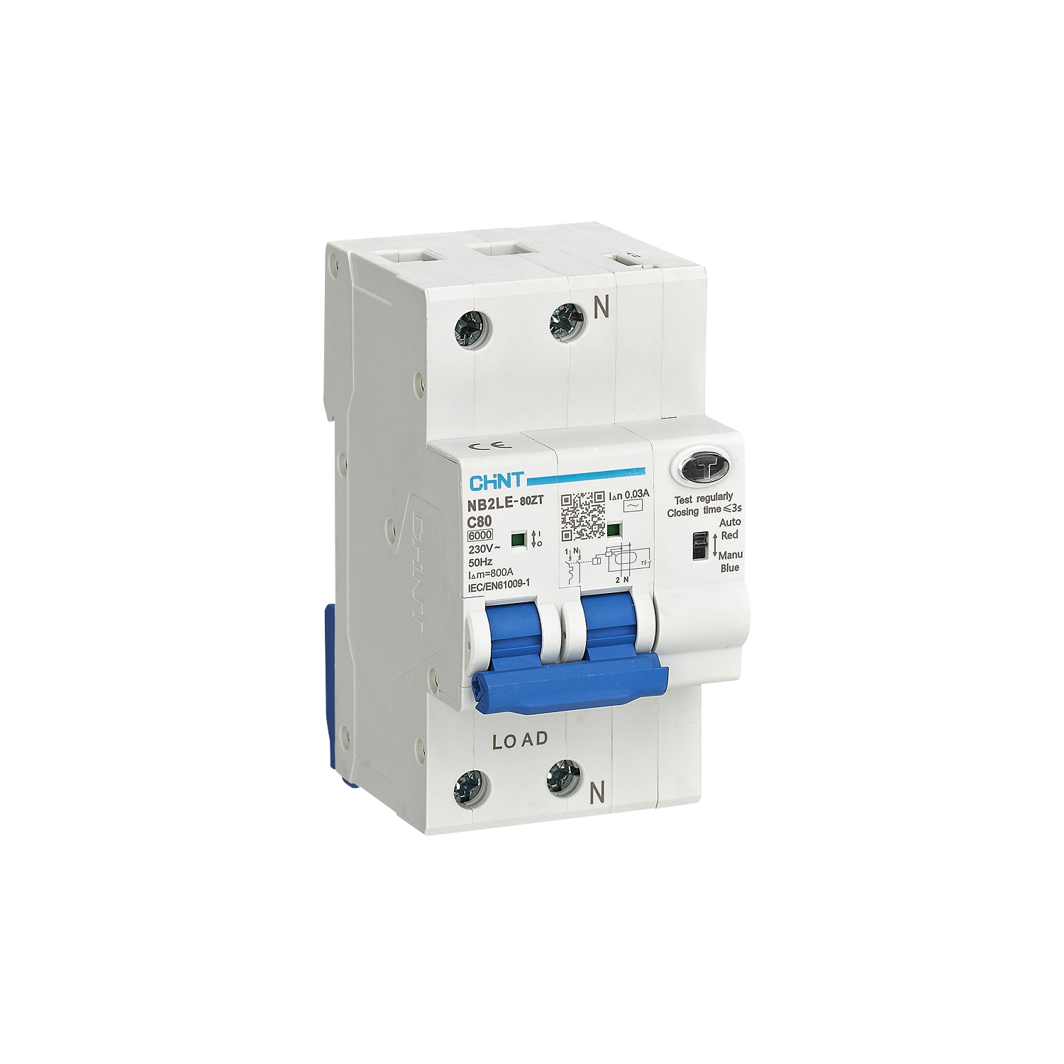 АВДТ NB2LE-80ZT 1P+N C10 10мА тип A 6кА, электронный (R)